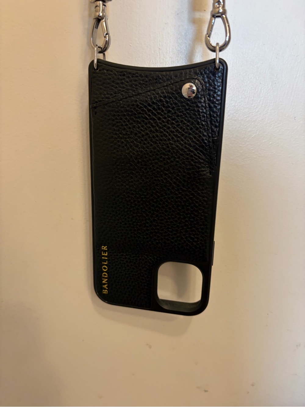 Bandolier Black Leather Crossbody Phone Case - iPhone 11